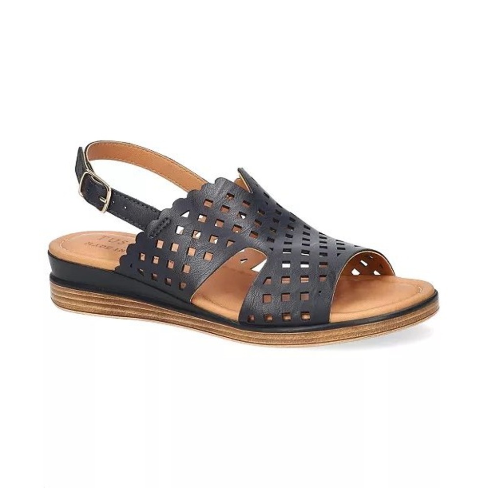 Tuscany by Easy Street Martella Navy Blue Wedge Sandals Made in Italy 6.5 W